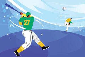 Baseball players in action illustration vector