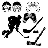 Dynamic hockey player with protective gear and equipment illustration vector
