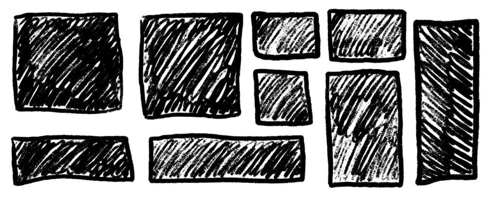 Text box crayon texture square shape set . Box for quote geometric kid brush. Rectangle text frame crayon kid texture. illustration