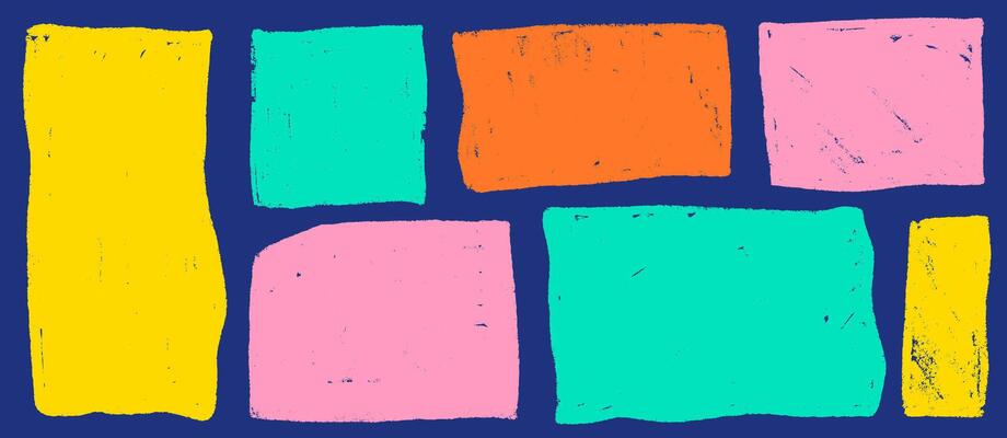 Text box texture square shape set . Box for quote geometric kid brush. Rectangle text frame crayon kid texture. illustration