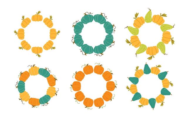 Autumn frame set with pumpkins
