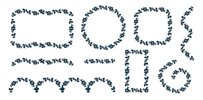 Decorative leaf patterns for designing and crafts showcasing various shapes and styles for creative projects vector