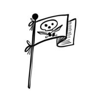 Flag with skull and crossbones design waving in the wind, symbolizing piracy and adventure vector
