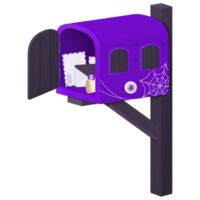 Open Purple Halloween Mailbox with Envelope png