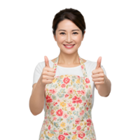Enthusiastic Woman in Apron Giving Thumbs Up isolated on a transparent background png