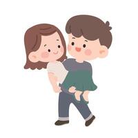 Cartoon of Man Carrying Woman Illustration vector