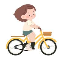 Illustration of Girl Riding a Bicycle vector