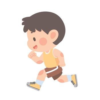 Cartoon Illustration of Child Running and Exercising vector