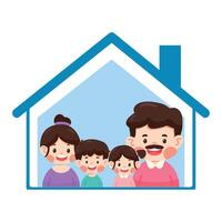 Family Staying Safe Together at Home vector