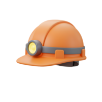 Essential 3D Rendered Mining Hard Hat with Headlamp Isolated on Transparent Background png