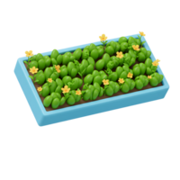 Lush 3D Rendered Vegetable Garden Bed Isolated on Transparent Background png