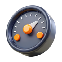 3d rendered gauge with orange accents isolated on transparent background png