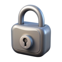 Shiny silver padlock isolated on transparent background png