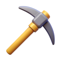 Stylized 3d mining pickaxe isolated on transparent background png
