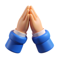 Cartoon praying hands gesture isolated on transparent background png