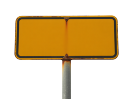A rusty yellow sign on a pole png