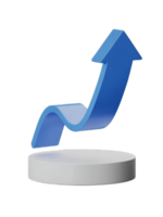 A blue arrow pointing upward on a pedestal png