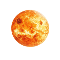 Detailed view of planet venus with fiery surface texture for educational and design purposes png