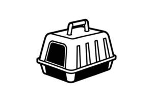 Isolated Pet Carrier with Handle for Travel and Transport Black and White Silhouette pet carrier depicted bold black white silhouette vector