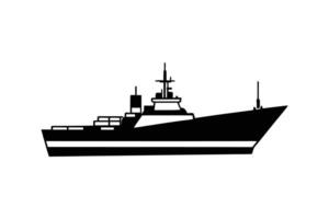 Striking Silhouette of a Modern Warship Navigating the Open Seas a Powerful Symbol of Naval Strength and Maritime Security silhouette This image features vector