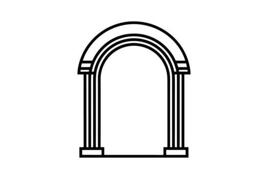 elegante arco con columnas y redondeado parte superior minimalista diseño negro y blanco ilustración arquitectónico elemento silueta minimalista arco ilustración silueta estilo presentando columnas vector