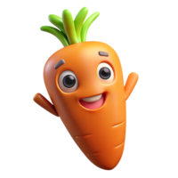 Happy cartoon carrot character isolated on transparent background png