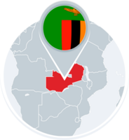 Zambia map and flag, map icon with highlighted Zambia png