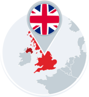 United Kingdom map and flag, map icon with highlighted UK png