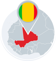 Mali map and flag, map icon with highlighted Mali png