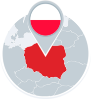 Poland map and flag, map icon with highlighted Poland png