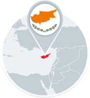 Cyprus map and flag, map icon with highlighted Cyprus png