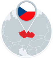 Czech Republicmap and flag, map icon with highlighted Czech Republic png