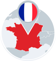 France map and flag, map icon with highlighted France png