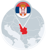 Serbia map and flag, map icon with highlighted Serbia png