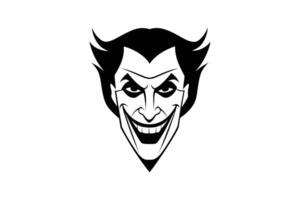 Cartoon Villain Face with Sinister Smile and Pointed Chin in Black and White Silhouette Style Perfect for Graphic Design and Halloween Projects silhouette vector