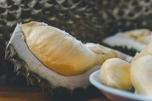 A close up of a durian fruit photo