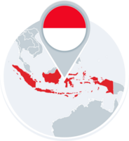 Indonesia map and flag, map icon with highlighted Indonesia png