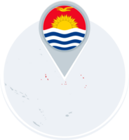 Kiribati map and flag, map icon with highlighted Kiribati png