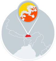 Bhutan map and flag, map icon with highlighted Bhutan png