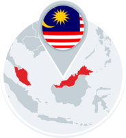 Malaysia map and flag, map icon with highlighted Malaysia png