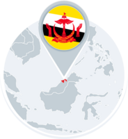 Brunei map and flag, map icon with highlighted Brunei png