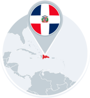 Dominican Republic map and flag, map icon with highlighted Dominican Republic png