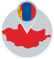 Mongolia map and flag, map icon with highlighted Mongolia png