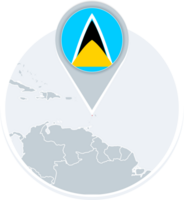 Saint Lucia map and flag, map icon with highlighted Saint Lucia png