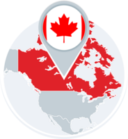 Canada map and flag, map icon with highlighted Canada png