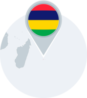 Mauritius map and flag, map icon with highlighted Mauritius png