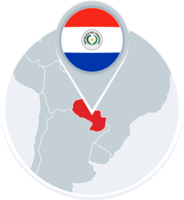 Paraguay map and flag, map icon with highlighted Paraguay png