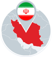 Iran map and flag, map icon with highlighted Iran png