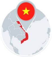 Vietnam map and flag, map icon with highlighted Vietnam png