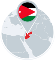 Jordan map and flag, map icon with highlighted Jordan png